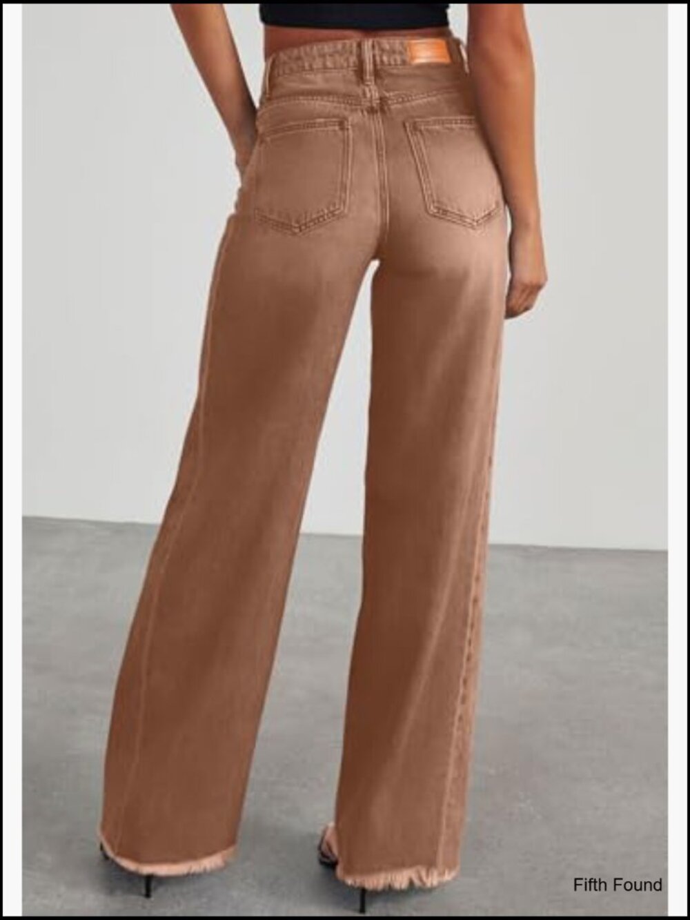 High Waisted Wide Leg Jeans Stretchy Baggy Raw Hem Palazzo - Picture 2 of 7